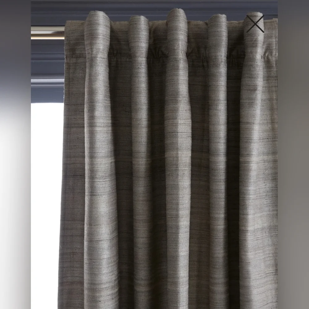 Quince Raw Silk Gray Blackout Curtains Set Of 2! 48"x108" (D91)_2